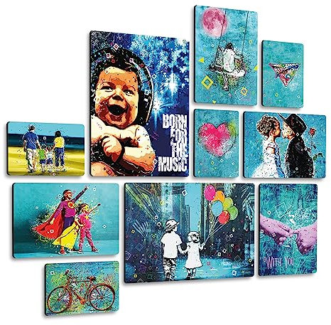 Giallobus - Conjunto de 10 pinturas de paneles múltiples - Arte callejero 2 - Madera de MDF - - 2 x 42x29,7cm - 4 x 29,7x21cm - 4 x 21x14,85cm - - Listo para colgar - Cuadros