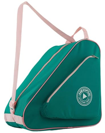 HEXIFUL Skate Bag for Ice, Inline, Roller & Quad Skates - Kids & Adults (Green/Pink)