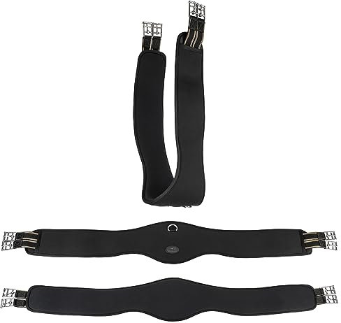 Equinate Langgurt Fremont mit 20mm Memory Foam 120cm - anatomischer Bauchgurt, Sattelgurt Schwarz