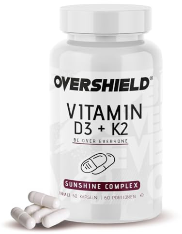 Vitamin D3 + K2 hochdosiert – 140µg D3 + 200µg K2 (MK-7) – 60 vegane Kapseln – Laborgeprüft – 2800% NRV – mit Cholecalciferol & Menachinon-7 – Made in Germany