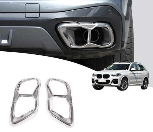 Stainless Steel Exhaust Muffler Tailpipe Trim Cover For BMW X5 X6 X7 G05 G06 G07 2019-2022 Car Tail Pipes Exhaust Pipe Muffler Decorative Frame (Silver)