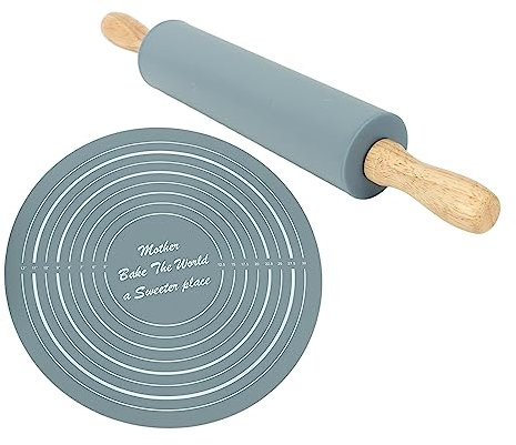 Rouleau À Pâtisserie Et Tapis À Pâtisserie, Rouleau À Pâtisserie Antiadhésif En Silicone, Rouleau À Pâtisserie Rond, Tapis De Pétrissage, Rouleau À Pâtisserie Pour La Pâte À Pizza (Gris)