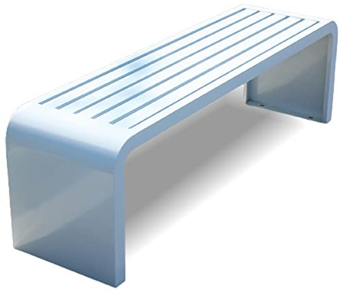 ETKIN Gartenbank Metall, 2-6 Sitzer Sitzbank, Gartenbank Wetterfest, Gartenbank Ohne Lehne, Parkbank bis 225kg belastbar, Terrassenbank für Garten, Balkon und Terrasse,Weiß,180x40x45cm
