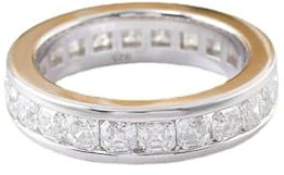 Trauringe Weiß Gold 9 Karat, Hochzeit Ringe Echtgold mit eine Reihe von Moissanit Ring Größe 47 (15.0)-67 (21.3)