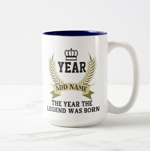 Personalised Birthday Gift Perfect Novelty Present for Men Friends Dad Men Adults Grandad Daddy Brother Uncle - 40th 50th 60th 70th Personalised Birthday Mug -15oz (Blue Inside)