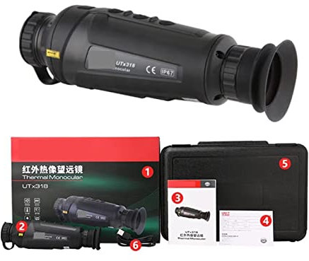 Kommersiell värmekamera Jakt Värmekamera Monokulärt teleskop Sikte Infrarött Night Vision Scope IR-upplösning 384x288 Pixel för byggnadsinspektion (Färg: UTX318 Standard, Storlek: 0