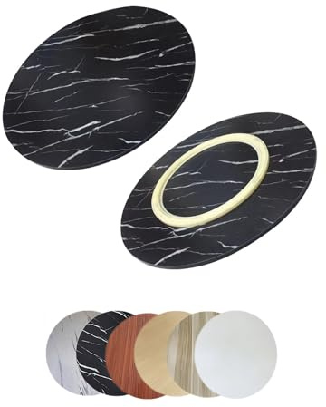 Holz Lazy Susan Drehplatte 60 70 80 cm Drehbare Servierplatte, Großer Esstisch Drehteller für Küche, Runder Tischplatte Drehtablett 360° Drehbare(Black,80cm/32)