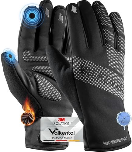 Valkental wasserdichte Fahrradhandschuhe GloRider, Unisex | Wasserdicht mit 3M Isolation, gepolstert & griffig, als Winter- & Übergangshandschuh, mit Touchscreen-Funktion