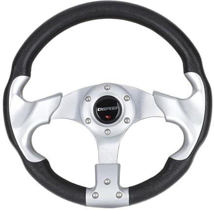 ZHANGSHUMIN Sportlenkrad Universal 320mm 13 Zoll Stil Sport Lenkrad Aluminiumlegierung Autozubehör Holzlenkrad(Black-Sliver)