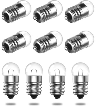 LumiGo E10 Miniature Screw Bulbs, 2.5V 0.5A E10 Mini Screw Light Bulb Flashlight Small Electric Bead Light Bulb Warm White for DIY Experiment School Physics Experiment (10-Pack)