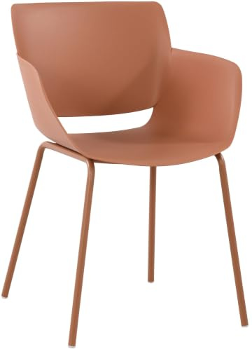 CLP Gartenstuhl Alpena mit Armlehnen, Schalenstuhl für Garten, Terrasse und Balkon, Sitzschale wetterfest, Gestell aus robustem Stahl | Farbe Terracotta