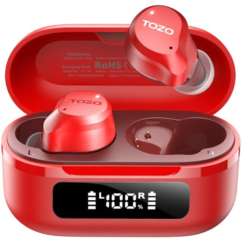 TOZO NC9 Hybrid Active Noise Cancelling Earbuds for Travel Work Calls, 45dB ANC Wireless Earbuds, 6-Mic ENC for Clear Calls, Deep Bass 60H Playtime IPX8 Bluetooth 5.3 Ear Buds with App for Custom EQ