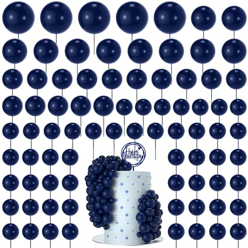 NACHLYNN 80 Pièces Topper de Gâteau Balle Gâteau Toppers Balle Gâteau DIY Pour Fête, Mariage, Anniversaire(Bleu Marine)