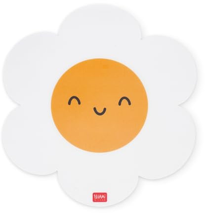 Legami - Tappetino per Mouse, Mousepad con Superficie Antipolvere e Antiriflesso in PVC, Base in Gomma Antiscivolo, Tema Daisy, 22,3 x 23,3 cm