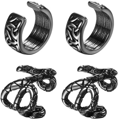 JewelryWe Wikinger Ohrringe Herren Axt Edelstahl Creolen Ohrstecker Mjölnir Ohrhänger mit Vintage Keltischen Knoten Wolf Amulett Wikinger Axt Anhänger Hängende Ohrringe für Mann Freund Silber