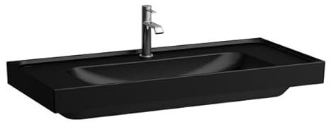 Laufen Meda lavabo à poser, poncé, tablette des deux côtés, 1000x460mm, 2 trous pour robinet, sans trop-plein, H8161197161151, H8161197161151, Colorazione: nero opaco