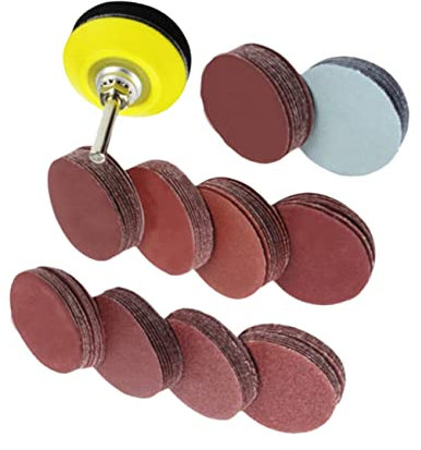 GLEAVI 100 Pcs 2 Inch Sanding Discs Pad Kit Backer Plate and 1/4 Inch Shank for Drill Rotary Tools, Includes 80-3000 Grit Sandpaper Discs Suitable for Grinding and Polishing