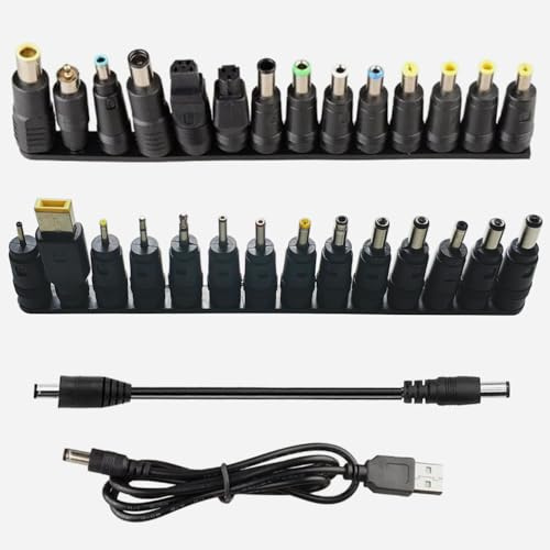 GTIWUNG 28 Stücke Universal DC Netzteil Adapter, 5.5x2.1mm DC Buchse auf Stecker DC Hohlstecker Adapter mit 2 Stücke Kabel