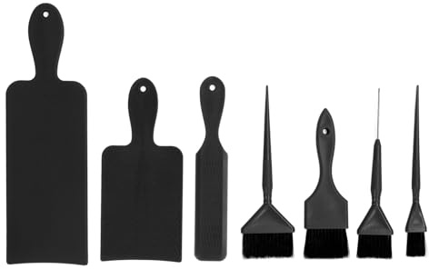 DUIMIMI 7pcs Hair Dye Set Tool Board Balayage, Hair Stressing Paddle Brush, Coloring Brush Kit, Filling Tools pour le salon de coiffure, ensemble de teinture des cheveux noirs (Noir)