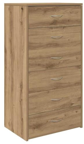 Natulvd 6 Schubladen Sideboard, 50x34x96cm Aufbewahrungsschrank Kommode, Wohnzimmerschränke für Küche Wohnzimmer, Einfache Montage - Rustikale Eiche