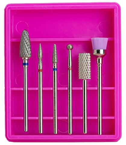 GASHIO® Nagelfräser bits Professionelles 6 Stück, Nail drill bits, Nagelfräser Aufsätze Set, fräser bit für gelnägel, Hartmetallsinter + Diamant Nagel-Bits für Nagelbohrer, für alle Fräsmaschinen
