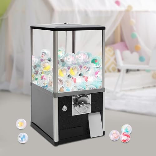 Mini Vending Machine, Commercial Candy Gumball Machine, Capsule Vending Machine with Locks for 4.5-5.5cm Diameter Capsule Toys, Perfect for Game Stores and Retail Stores Vintage Style,Black
