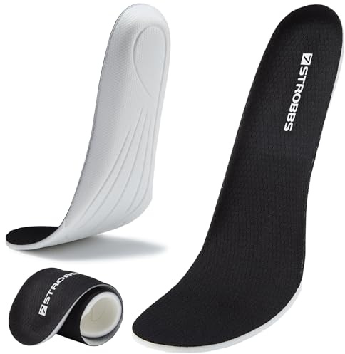 7STROBBS Insoles for Men Women, Lightweight Inner Soles, Cushion Shock Absorber Innersoles Replacement Insole, Comfort Shoe Inserts for Trainers, Walking Boots, Sports, Work Shoes Black UK 10-13