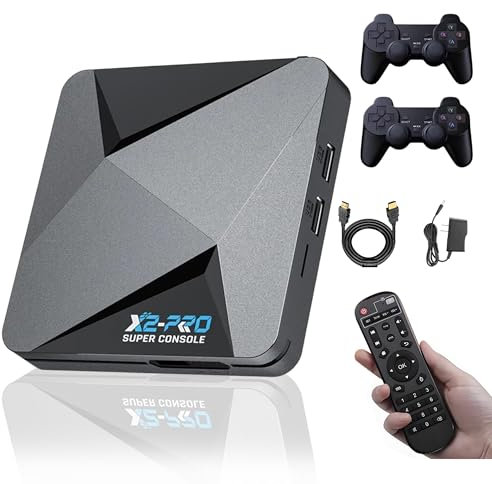 XIXIMENG Super Console X2 Pro 256G,70000+ giochi,60+ emulatori,3-in-1 Console di gioco retrò,EmuElec 4.6 &Android 9.0&Coreelec,4K HD Console per videogiochi portatile retrò con 2 Controller wireless