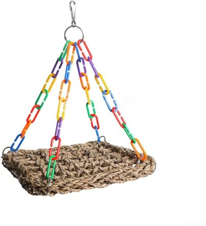 Vogelschaukel aus gewebtem Seegras fördert natürliches Verhalten bei Sittichen (S)