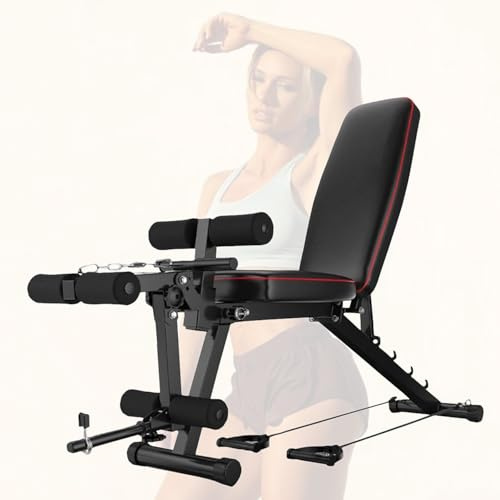 Weyot Hantelbank Klappbare, Verstellbare Hantelbank Mit Beinstrecker Und Beinbeuger, Schrägbank, Sit-Up-Bank, Krafttrainingsgerät Für Den Ganzen Körper, Maximale Tragkraft 200 Kg