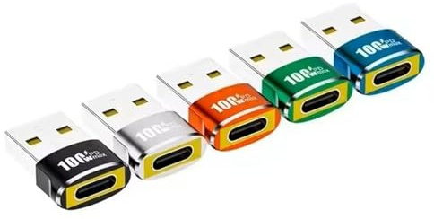 AYMBH 5-Pack USB to USB-C OTG Adapter – PD100W Fast Charging USB 2.0 to Type-C Converter – USB Male to USB-C Female for MacBook, PC, Samsung, Xiaomi – Data Transfer & Charging – Aluminum Alloy Build