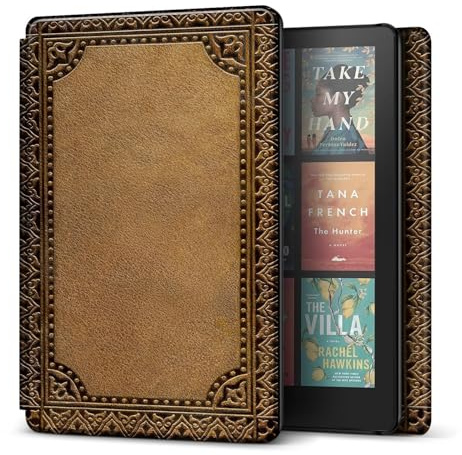 TNP Case for Kindle Paperwhite 12th Generation 2024 / Kindle Colorsoft Signature Edition - 7 PU Leather Protective Folio Cover for Kindle Paperwhite Kids with Auto Sleep/Wake, Vintage Brown