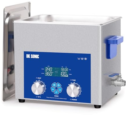 DK SONIC Industrial Ultrasonic Cleaner 10L, 240W | Carburetors Cleaner with Power Adjustable Function,Timer and Heater| Multi-Application for Motorcycle Engines, Ciucuit Boards,Chains Cleaning