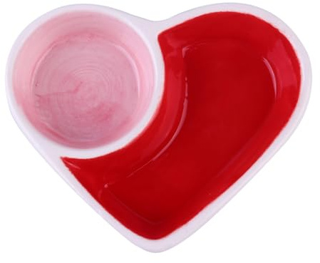 Toyvian Pet Ceramic Feeding Bowl Small Carrot Shape Double Heart Design Food Basin for Hamsters and Kittens