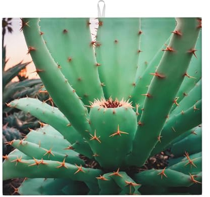 Drying Mat for Kitchen Wzywhj Agave Cactus Picture Made of Sponge Water Absorbent 18X16