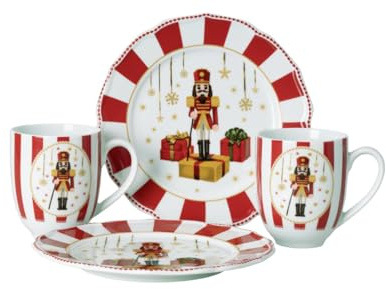 Hutschenreuther Weihnachten Christmas Love red Set 4-teilig bestehend aus: 2 x Teller 22 cm, 2 x Becher mit Henkel 0,40 l; im Geschenkkarton