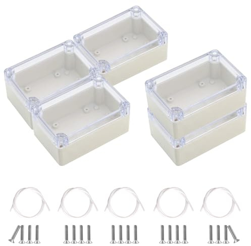 5 Pièces Boîte de Dérivation étanche IP65, Boite de Derivation Etanche Exterieur, Boîte de Connexion avec Couvercle Transparent, pour câbles intérieurs et extérieurs, 58 x 83 x 34 mm