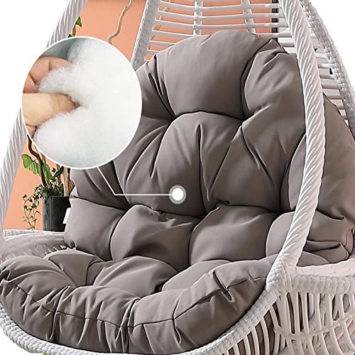 Cuscino di Ricambio per Sedia a Dondolo Egg Chair da Esterno, Impermeabile, Resistente al Sole, Imbottitura in Cotone Spessa 15 cm, 120 cm x 90 cm, Grigio.
