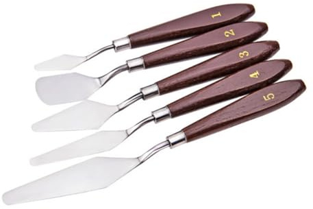 Artibetter 5pezzi Spatole Portatili Per Pittura Olio Strumenti Per Mescolare Pigmenti e Colori Raschietti Per Vaschette Di Vernice Design Manico in Legno Per Controllo Facile