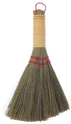 HONITANO Petit Broom en Chinese Silvergrass, Balayette Paille pour Tapis et Tables, Portable, Doux Meubles, pour Ménage Quotidien