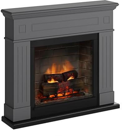 TAGU Larsen Camino Elettrico con PowerFlame 2, Riscaldatore e Termostato, Suono Crepitante, Wi-Fi e Luce Ambientale (Grigio Intenso)