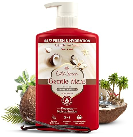 Old Spice Gentle Man's Coconut + Vanilla 3-in-1 Duschgel & Shampoo 800 ml | Reinigung für Haare, Gesicht und Körper, 24/7 Frische und Feuchtigkeit, sanftes Hautgefühl, Parfümqualität Kokos+Vanille