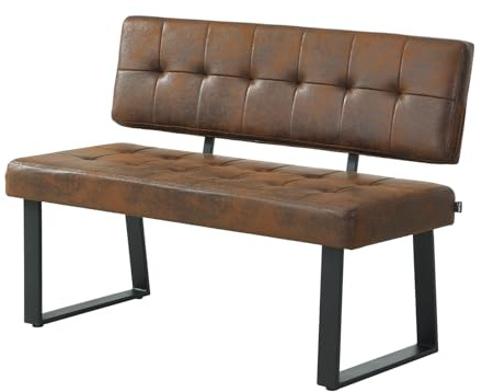 B&D home Sitzbank Sigfrid - Eckbank Esszimmer Mit Lehne, Sitzbank Flur, Pflegeleichter Bezug in Wildlederoptik in Braun, Kaltschaum-Polsterung, Für Esszimmer, Küche & Flur, 120 cm