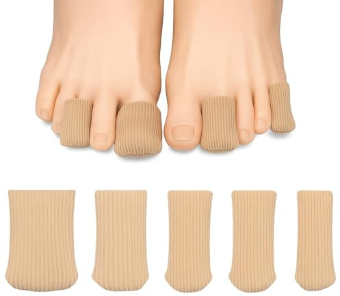 5 PCS Protège-Orteils pour Gros Orteil, Embouts de Protection Revêtement en Tissu Flexible et Gel de Silicone, Idéal pour Soulager Cors, Ampoules et Callosités