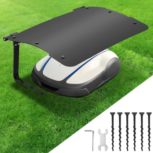 Monucep Garage pour robot tondeuse avec toit rabattable, abri de protection pliable en plastique ABS robuste avec cadre en fer, résistant aux UV, pour le jardin, 73 x 57 x 40 cm