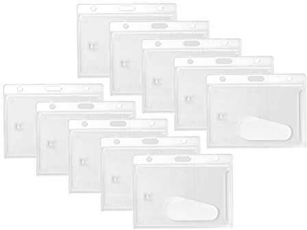 Karteo Kartenhalter mit Daumenausschub [50 Stück] Ausweishülle transparent horizontal Ausweishalter Schutzhüllen Hartplastik für Ausweise Namensschilder Werksausweise Karten