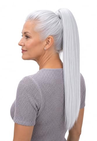 CAISHA 50cm Clip On Zopf Haarteil Haarverlängerung Grau H138