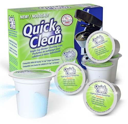 Quick & Clean [6-Pack] Keurig Cleaning Pods - K Cup Cleaner Pod For Keurig - 2.0 Coffee Machine Compatible, Removes Stains, Non-Toxic and Eco-Friendly