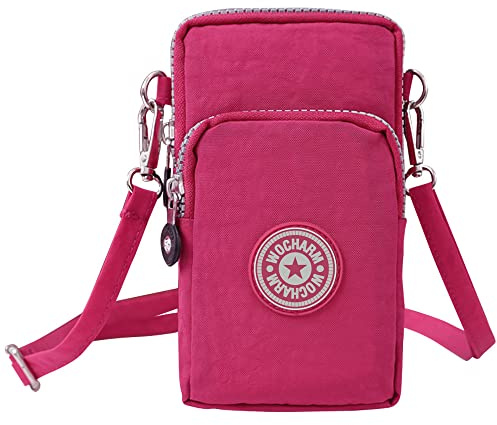 Best World 4 Yu Lightweight Nylon Crossbody Bag Cellphone Wallet for Women Girls Mini Shoulder Purse, Small Bag for Dog Walking with Long Strap