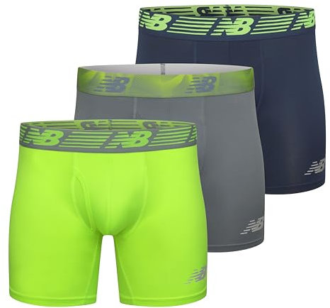 New Balance Men's 6 Boxer Brief Fly Front with Pouch, 3-Pack,Hi Lite/Steel/Vintage Indigo, X-Large (40-42)